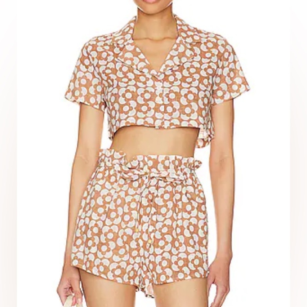 REVOLVE Floral White and Tan Matching Set
